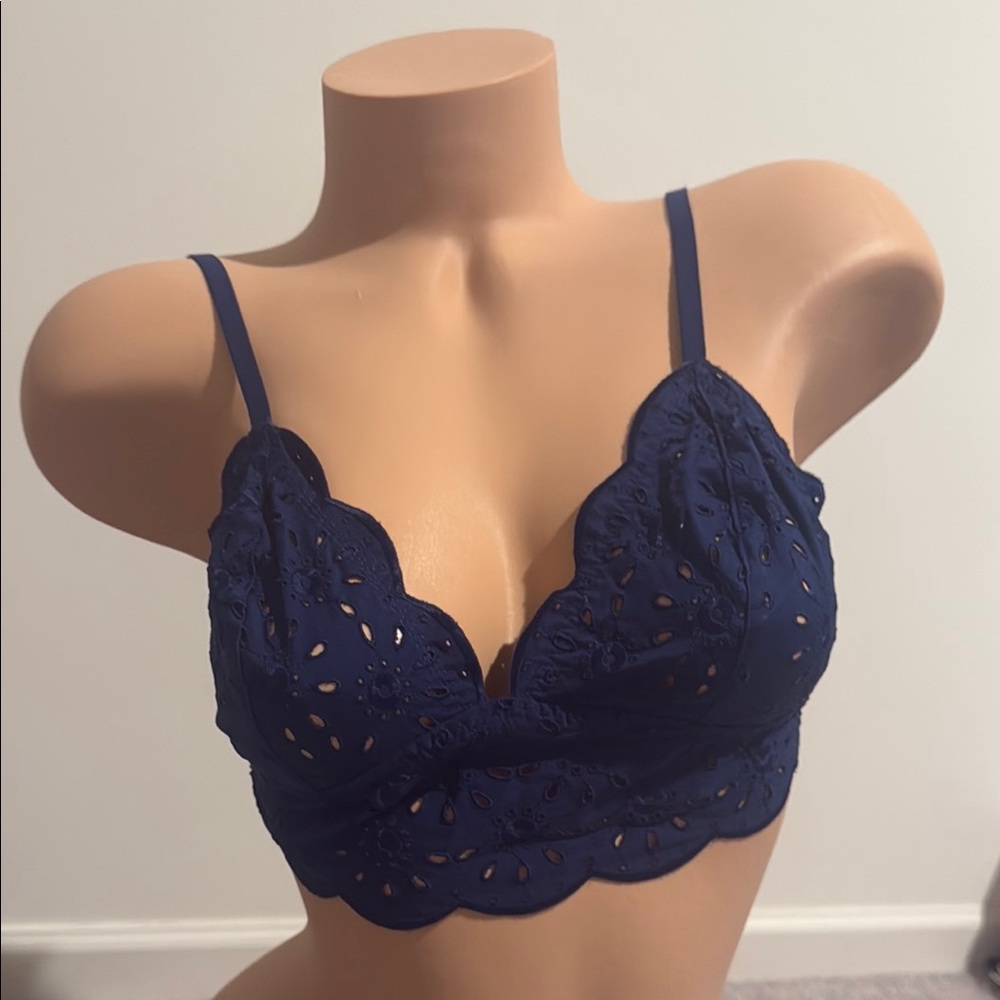 Jasmine & Ginger Navy Blue Eyelet Bralette